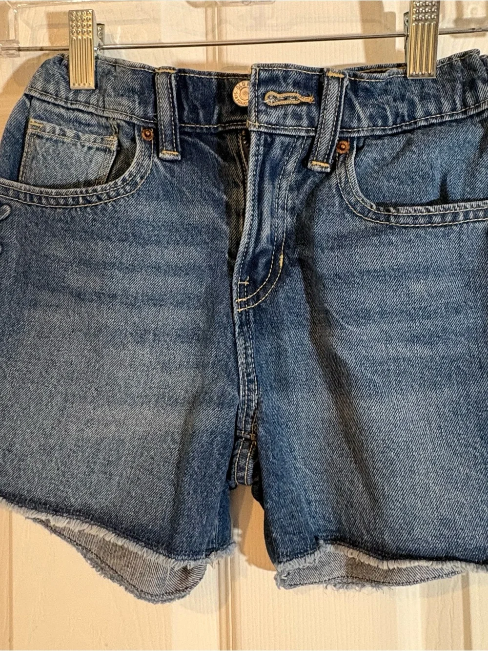 Old Navy Girls Black Distressed and Blue Denim Jean Shorts